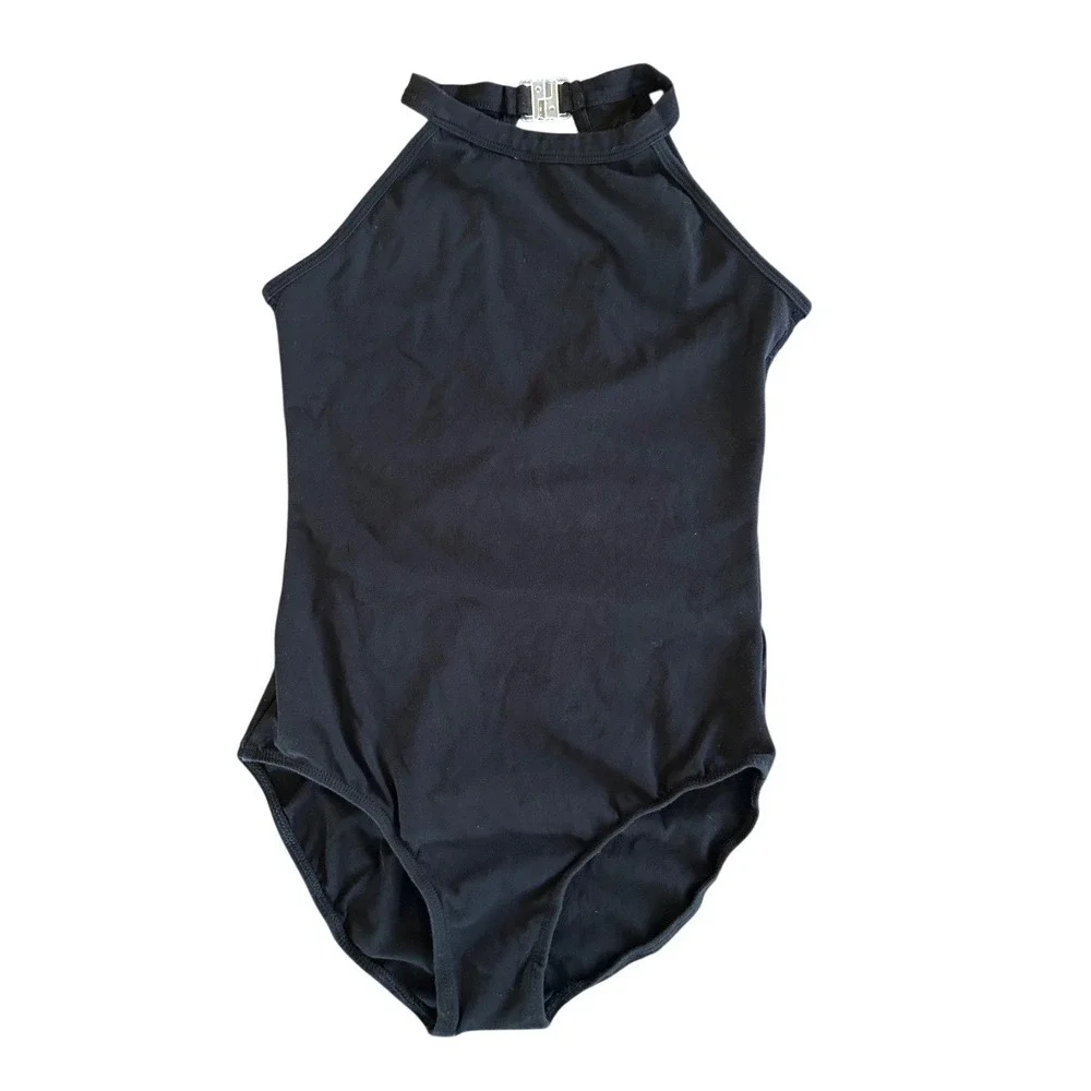 Kids Black Lace Halter Neck Leotard Dance Gymnastics Ballet Costume‎ Size S